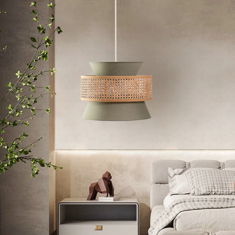 Japanese creative retro cloth art dining room bedroom chandelier new