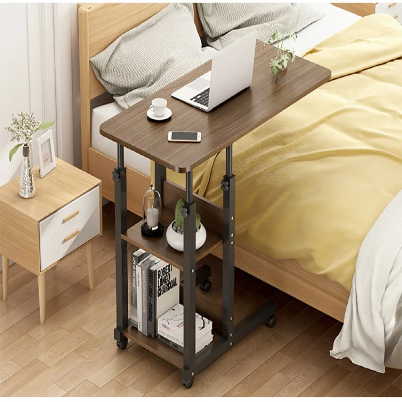 Home Multifunctional Lazy Desk Bedside Adjustable Height Study Table Dormitory Simple Movable Computer Lifting Table with Wheel