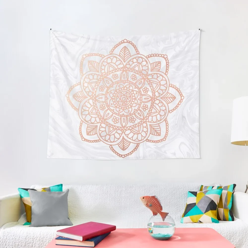 

Rose Gold Mandala on White Marble Tapestry Decoration Pictures Room Wall Wall Art Tapestry