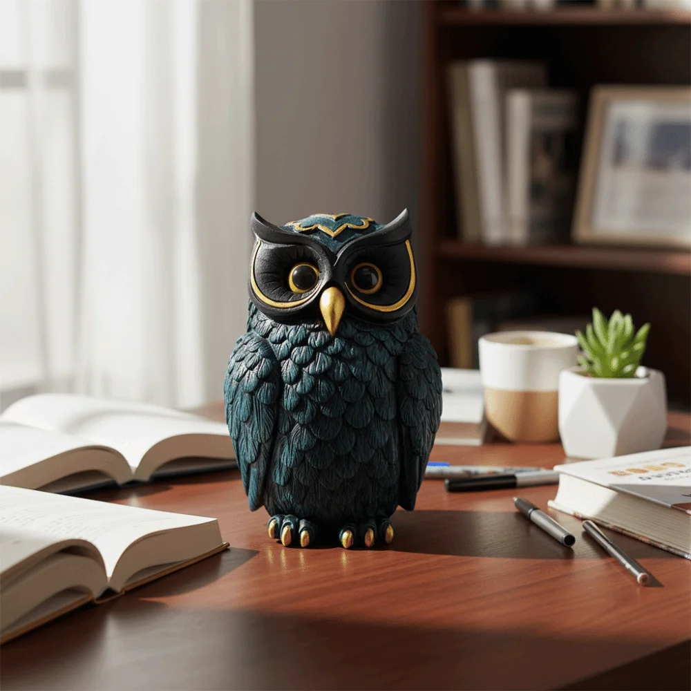 Europe Style Cute Owl Statue Decorative Resin Crafts Animal Statue Vintage Owl Figurine Office Table