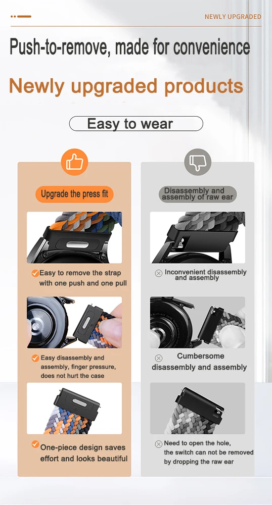 Magnetic Nylon Strap - Adjustable 20mm/22mm Wristband Bracelet