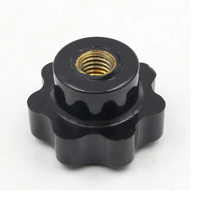 5PCS/Lot M6 M8 M10 M12 Thread Bakelite Lathe 7Star Shape Knob Non-Through Hole Brass Female Thread Nut Clamping Knob Handles machine tool knobs