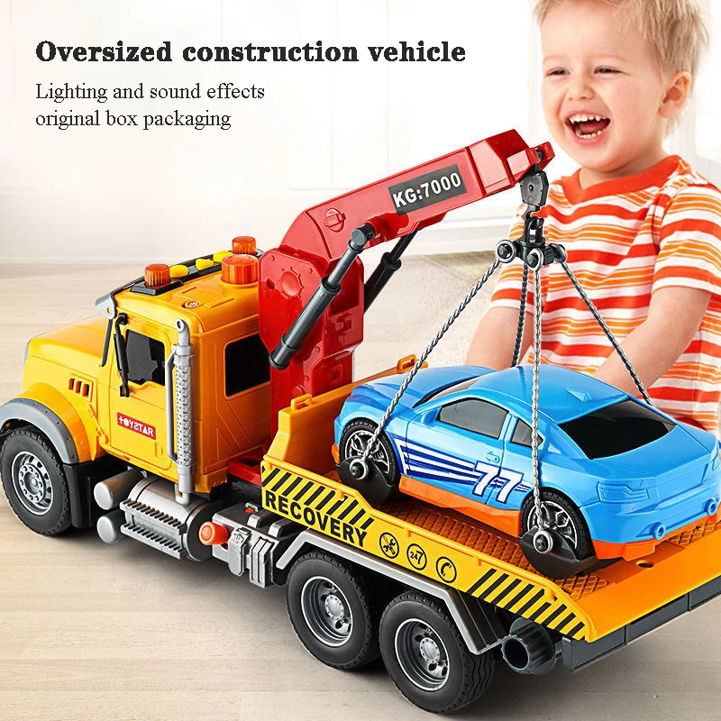 Oversized inertial simulation engineering vehicle set light music mixer crane city transporter model boy child toy gift