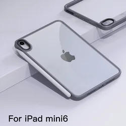 Ultra-Thin Shockproof Clear Back Bumper Case - Luxury TPU+Acrylic Protective Cover for iPad Mini 6 (Grey)