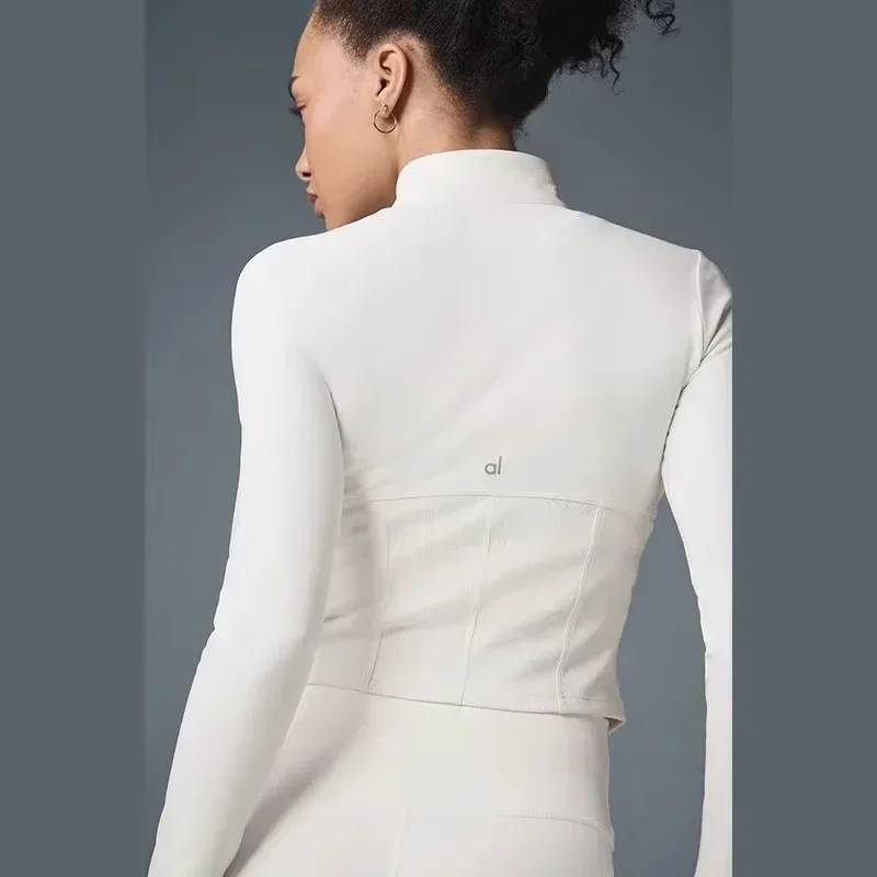 Al Yoga jacket women high-intensity training tight fitting sports jacket full zipper sports quick drying stand up collar jacket 6