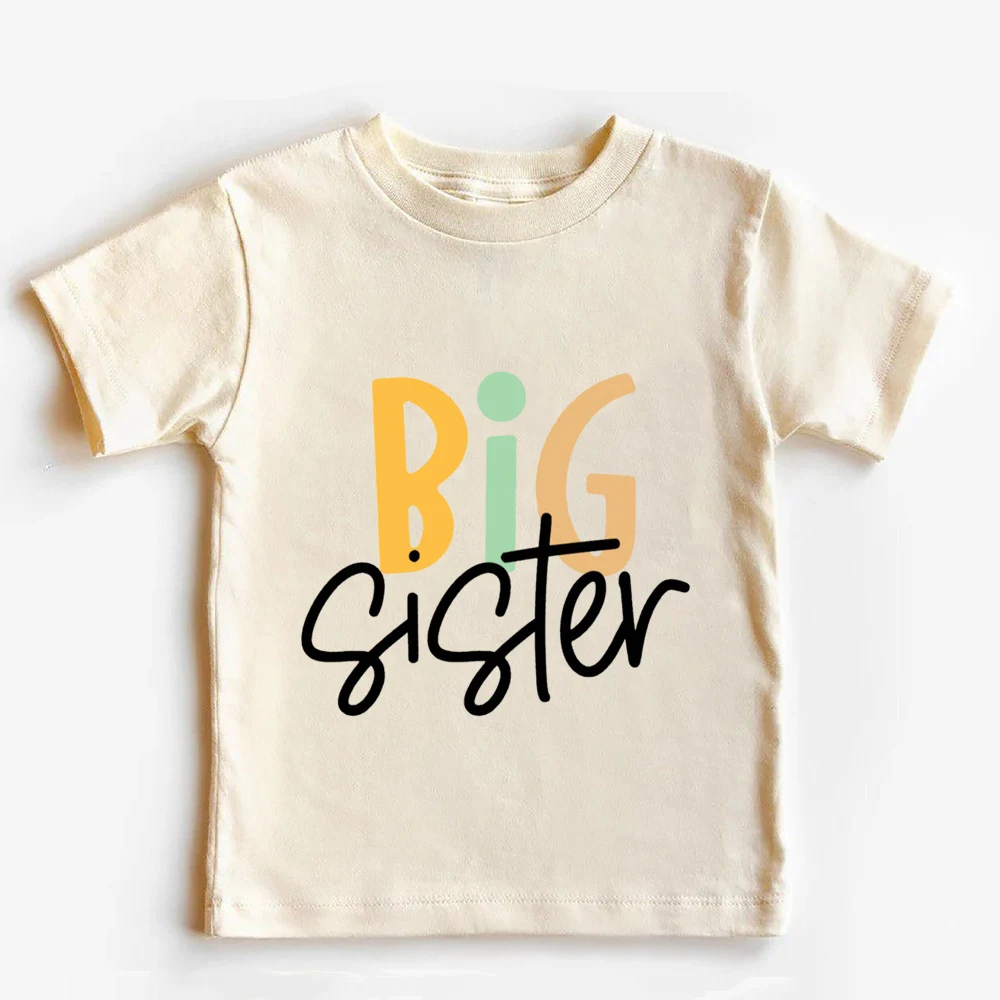 Big Brother Littler Sister Printed Kids Shirt Summer Sibling T-shirt Tops Boys Girls Short Sleeve Tee Clothes Child Retro Outfit 3