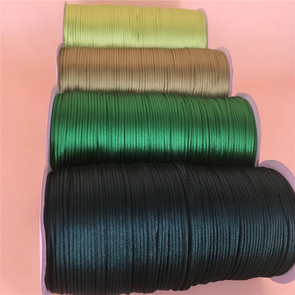 DIY 중국 매듭 새틴 팔찌, 구슬 만들기, 땋은 마크라메 실크 코드 로프, 스레드 와이어, 2mm 250 야드