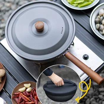 Outdoor Frying Pan Aluminum Alloy Non-Stick Pan with Folding Handle Camping Lightweight Portable Picnic Travel Hiking Pot