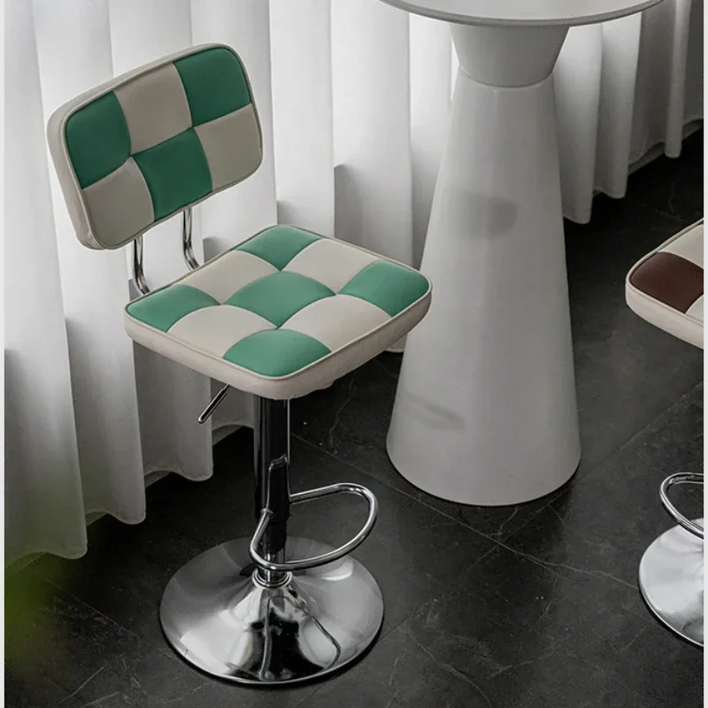 High Foot Dining Chairs Lift Rotation Bar Chair PU Cushion Counter Stools Stable Load Bearing Front Desk Seats