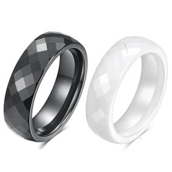 Trendy Black & White Ceramics Ring - Classic Wedding & Engagement Jewelry - 8 (6mm 2pcs)
