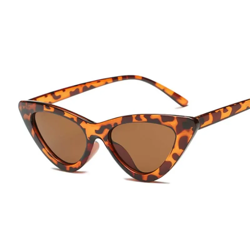 Cute Sexy Vintage Cat Eye Sunglasses Woman Small Black White Triangle Retro Ladies Sun Glasses Leopard Female Oculos De Sol 4