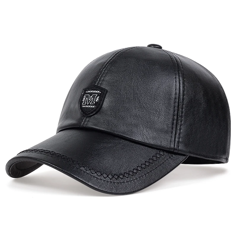 Autumn Winter Leather Baseball Cap Hip Hop Snapback Hat Men Women Sports Casual Adjustable