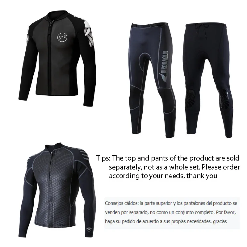 2mm Men's Two-piece Dive Clothes Camouflage Neoprene Jacket Long Sleeve Surfing Snorkeling Wetsuit Keep Warm Pants Split Suit