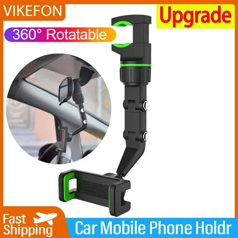 Phone Holder VIKEFON 360 Degree Rotatable Universal Car Phone Holder Multifunctional Auto Rearview Mirror Seat Clip Bracket