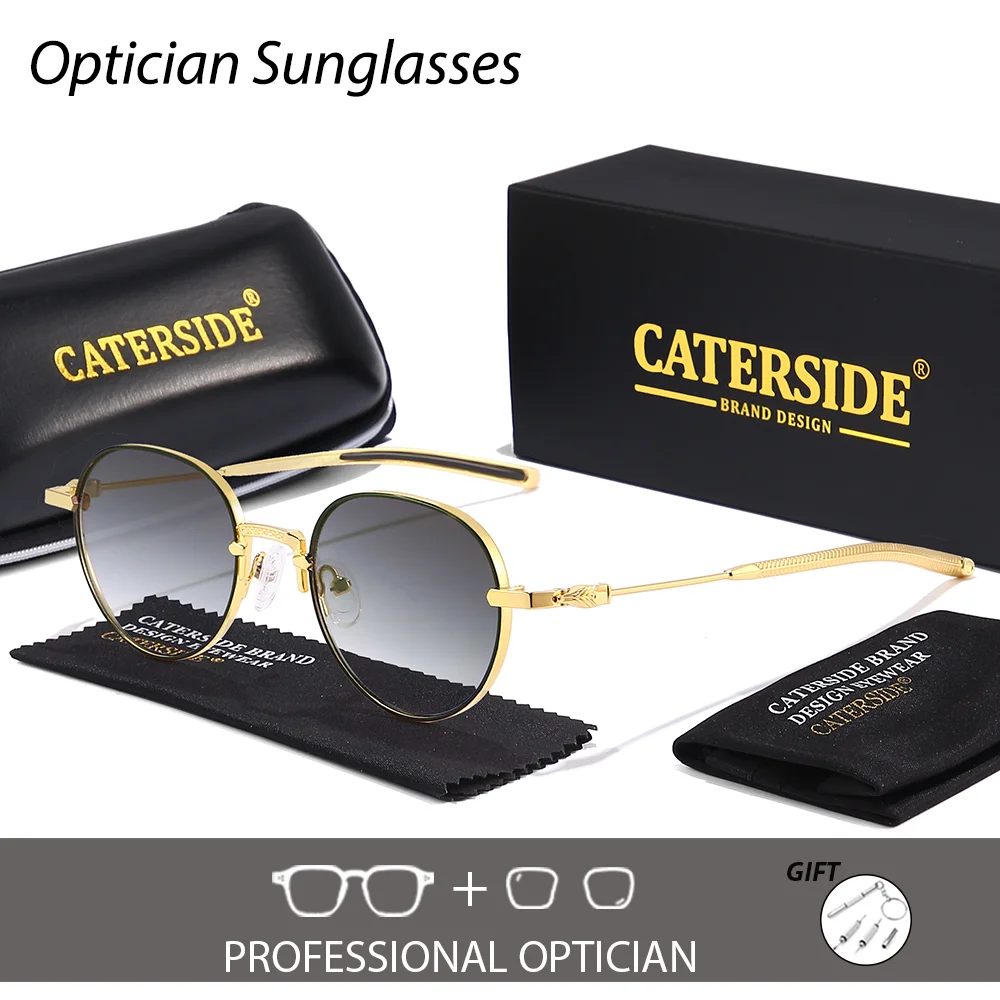 CATERSIDE Optische Sonnenbrille für Herren, Premium-Metall, kleiner runder Rahmen, Korrektionsbrille für Damen, Outdoor-Lesebrille für Kurzsichtigkeit – Detail 10