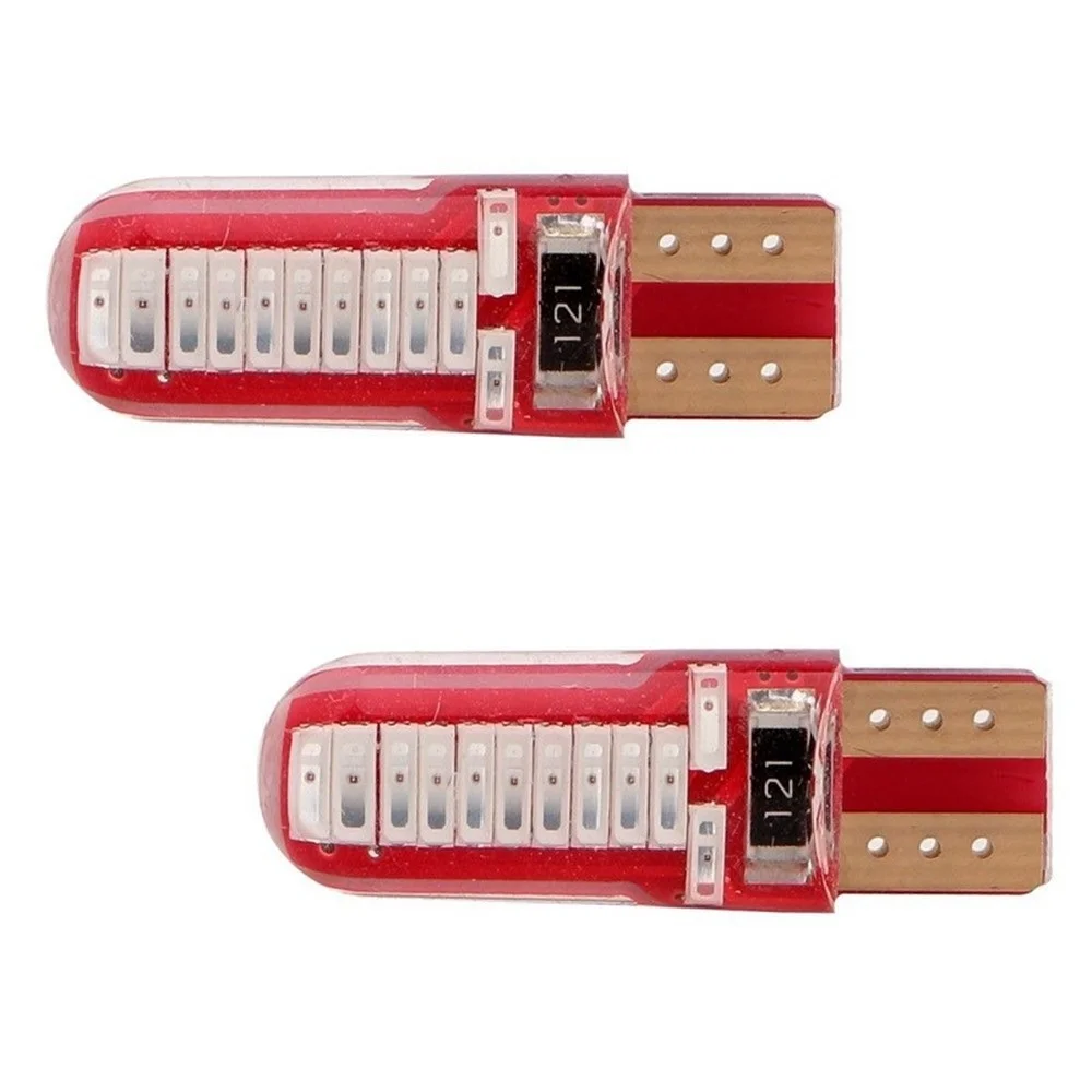 

10Pcs Car Red LED Light 24 SMD W5W 194 168 Silica 4014 Door Instrument Side Bulb Lamp DC 12V