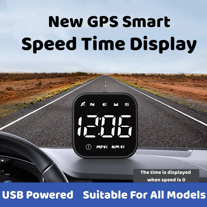 Overspeed Alarm LED HUD Car Head Up Display Speedometer Fatigue Driving Reminder With GPS Compass USB Powered 2.5 Inch