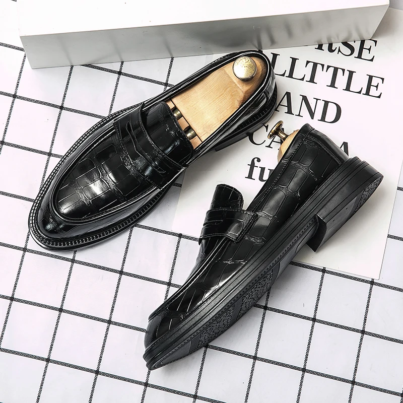 Business Dress Men Shoes Classic Formal Leather Shoes Men Slip-On Fashion Office Wedding Flats Pointed Toe Oxford