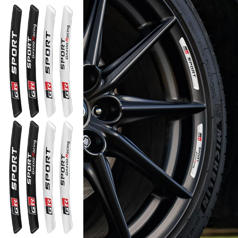 4Pcs Car Wheel Hub Sticker Rim Decalcomanie Per Gr Sport Gazoo Racing Corolla 86 Supra Rav4 Yaris Chr Prius Camry Avensis Accessori