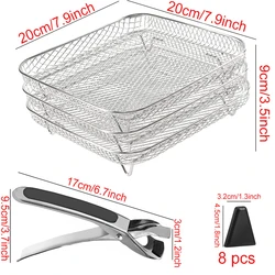 3-Tier Air Fryer Baking and Grill Rack Set (Square rack set)