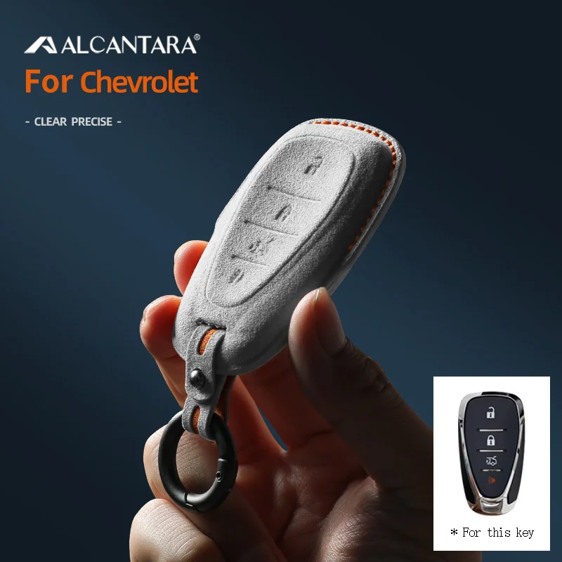 

Alcantara Car Key Case Cover Holder Key Shell Buckle For Chevrolet New Malibu XL Equinox 4 Buttons Keychain Accessories