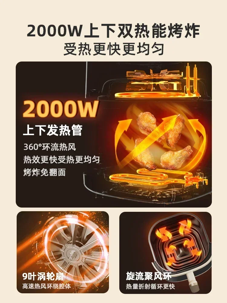 Evenly baked air fryer. Household. Visual. New. Large capacity. Multifunctional all-in-one. Stylish & practical. Even cooking 6