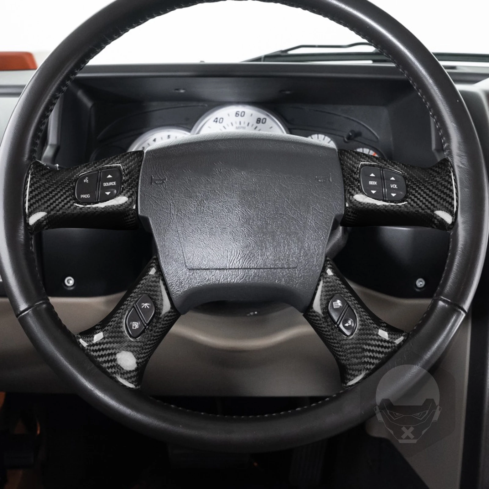 Steering Wheel Button With Hole For Hummer For Cadillac For Chevy Real ABS Carbon Fiber Stickers Car Interior Accessories