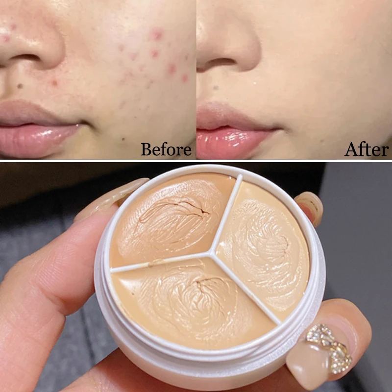 

3 Colors Moisturizing Concealer Palette Full Coverage Acne Spot Dark Circles Contour Lasting Concealer Cream Makeup Cosmetics