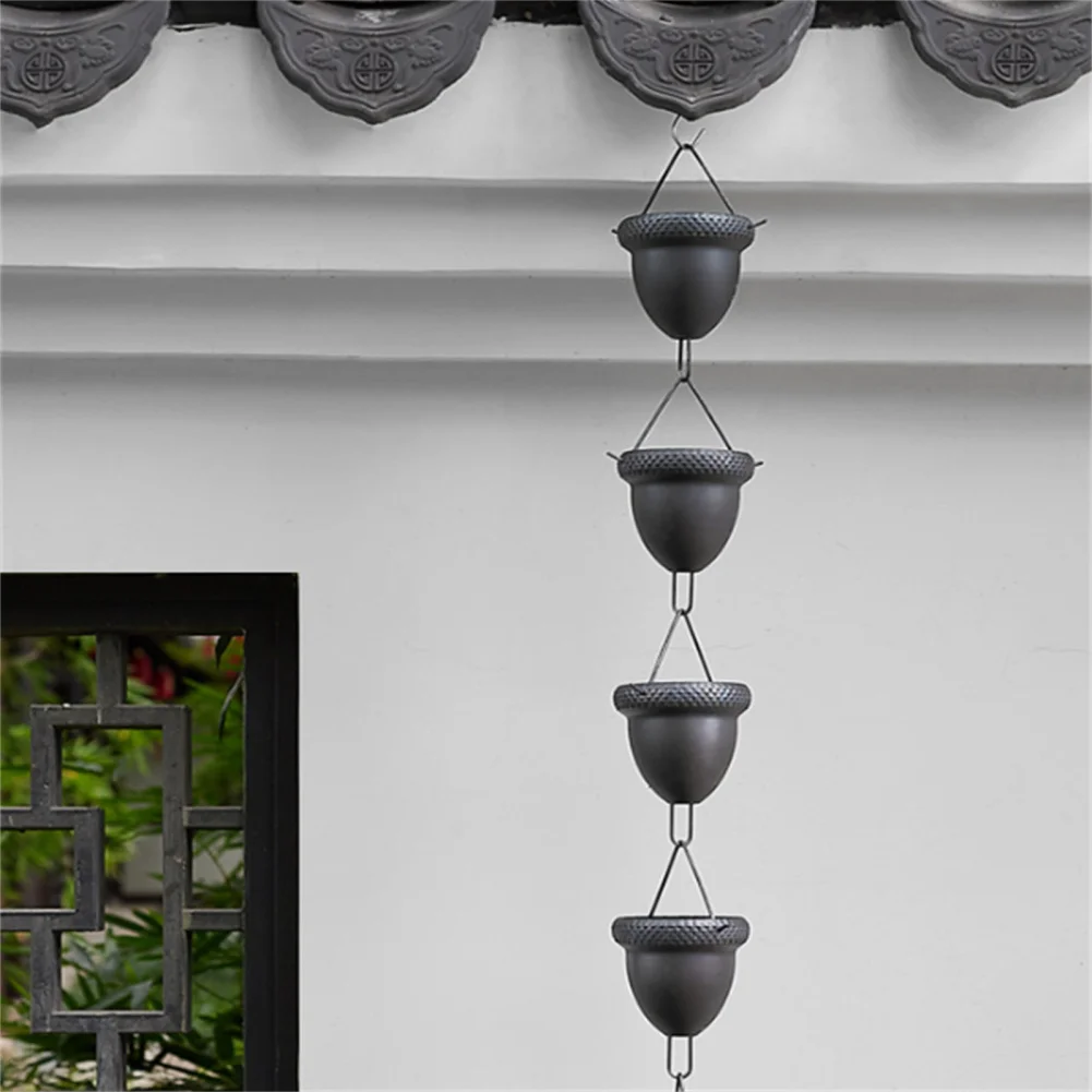 Outdoor Rain Chain Decorative Gutter Rain Chain Aluminum Acorn Bell Channels Water Away Attached Hanger Home Garden Decor