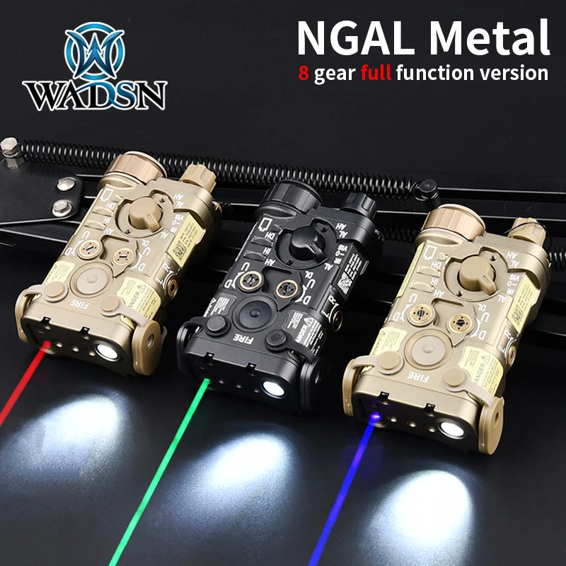 

WADSN NGAL L3 Metal IR Red Green Blue Laser Flashlight Strobe Light PEQ15 MAWL DBALA2 Hunting Scout Lamp Fit 20mm Picatinny Rail