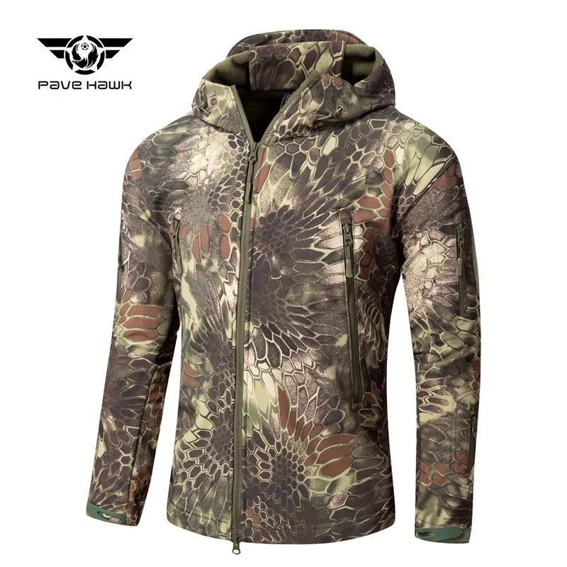 Men's Military Tactical Jacket Soft Shell Jacket Cold Protection Warm Waterproof Hooded Jacket Camouflage Fleece Hunting Suit sports jacket Jackets