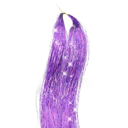 Sparkling Rainbow Hair Tinsel Extensions - Synthetic Glitter Strands for Girls’ Headwear Decor (Pale purple)