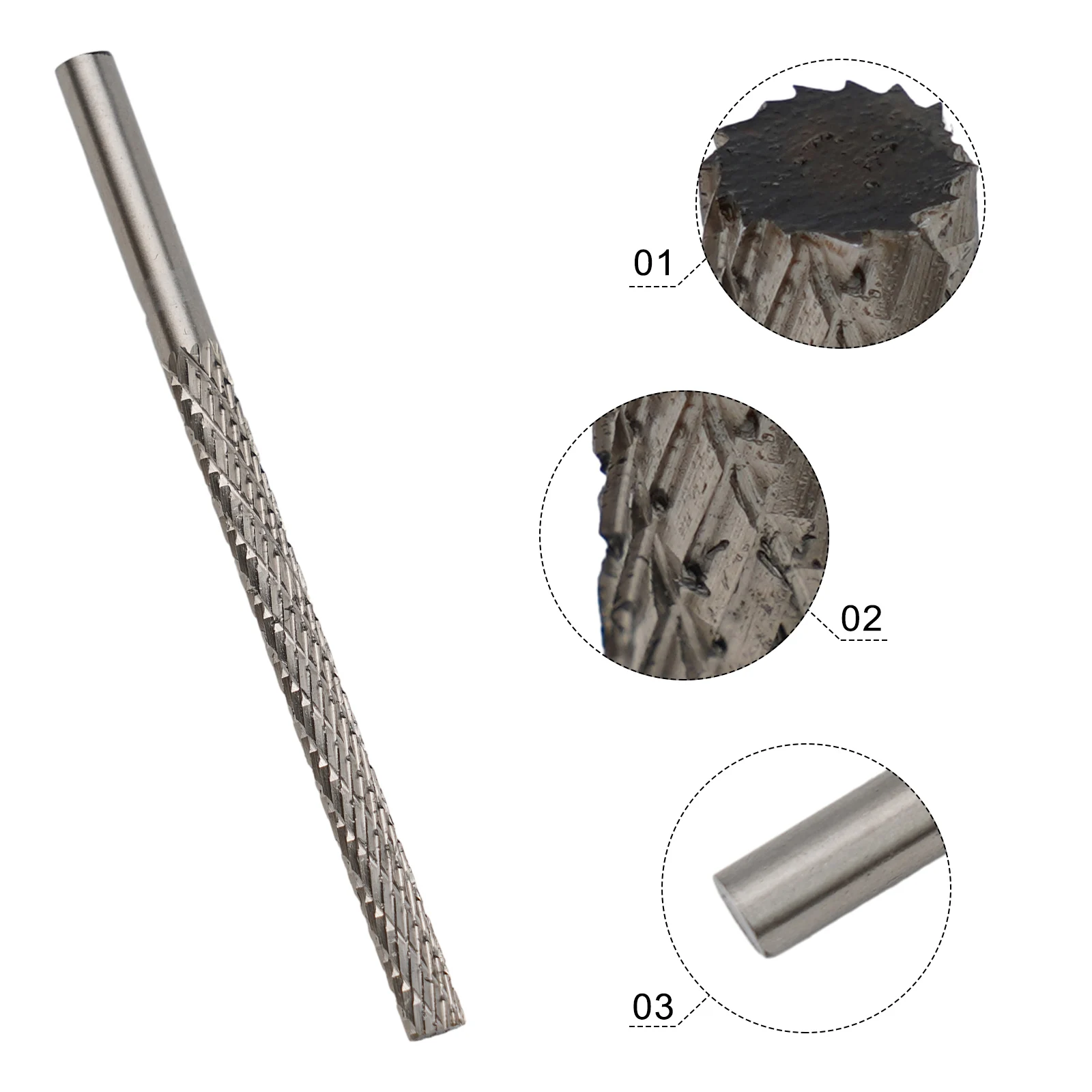 1pc 6mm rotierende Feile hss Silber Holz schnitzerei rotierende Feile zum Schnitzen Schleifen Polieren tgraten Holz Kunststoff Schweißen Narben rost – Detail 3