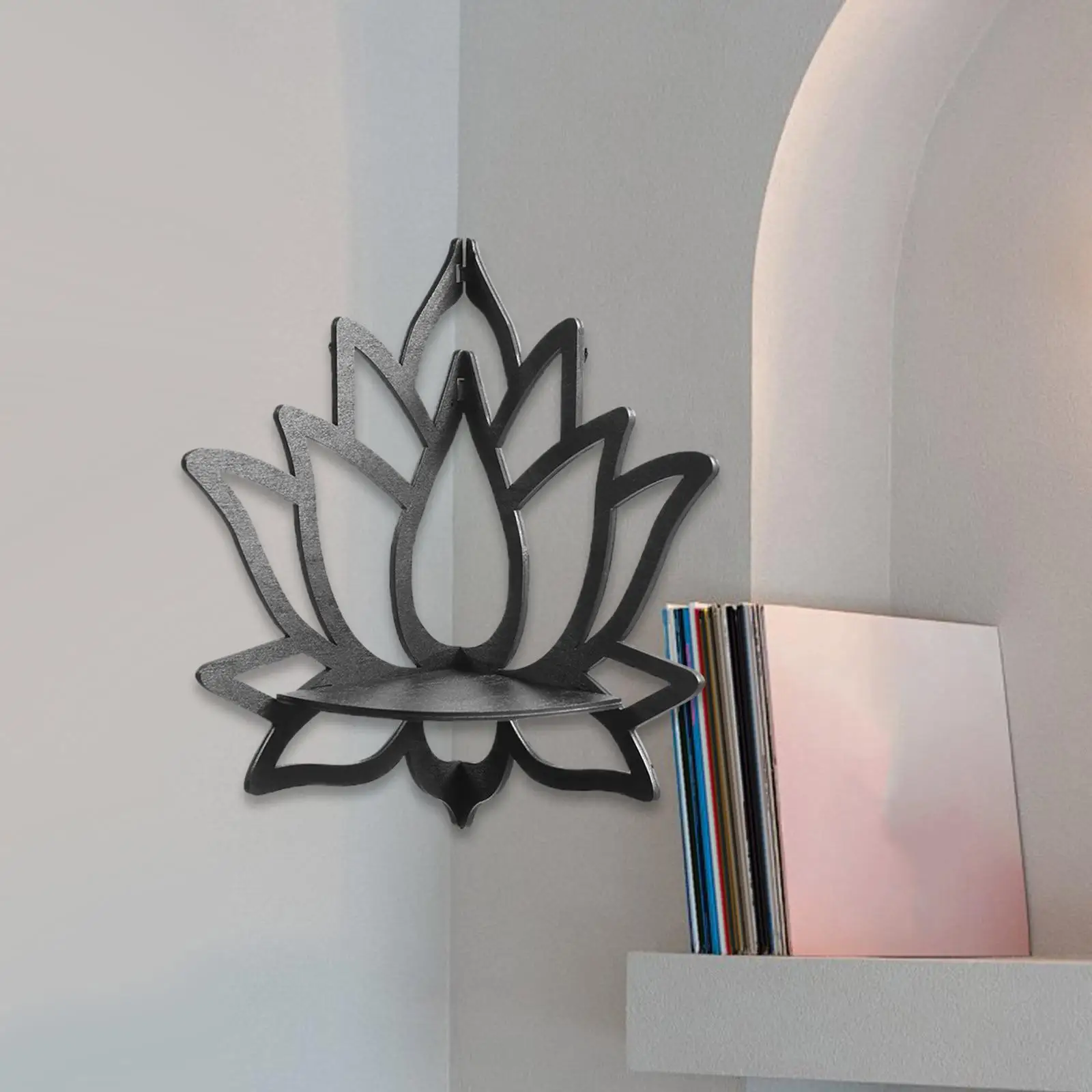 Floating Corner Shelf Display Aesthetic Spiritual Lotus Flower Corner Shelf for Bedroom Wall Decor Storage Home Kitchen Bathroom