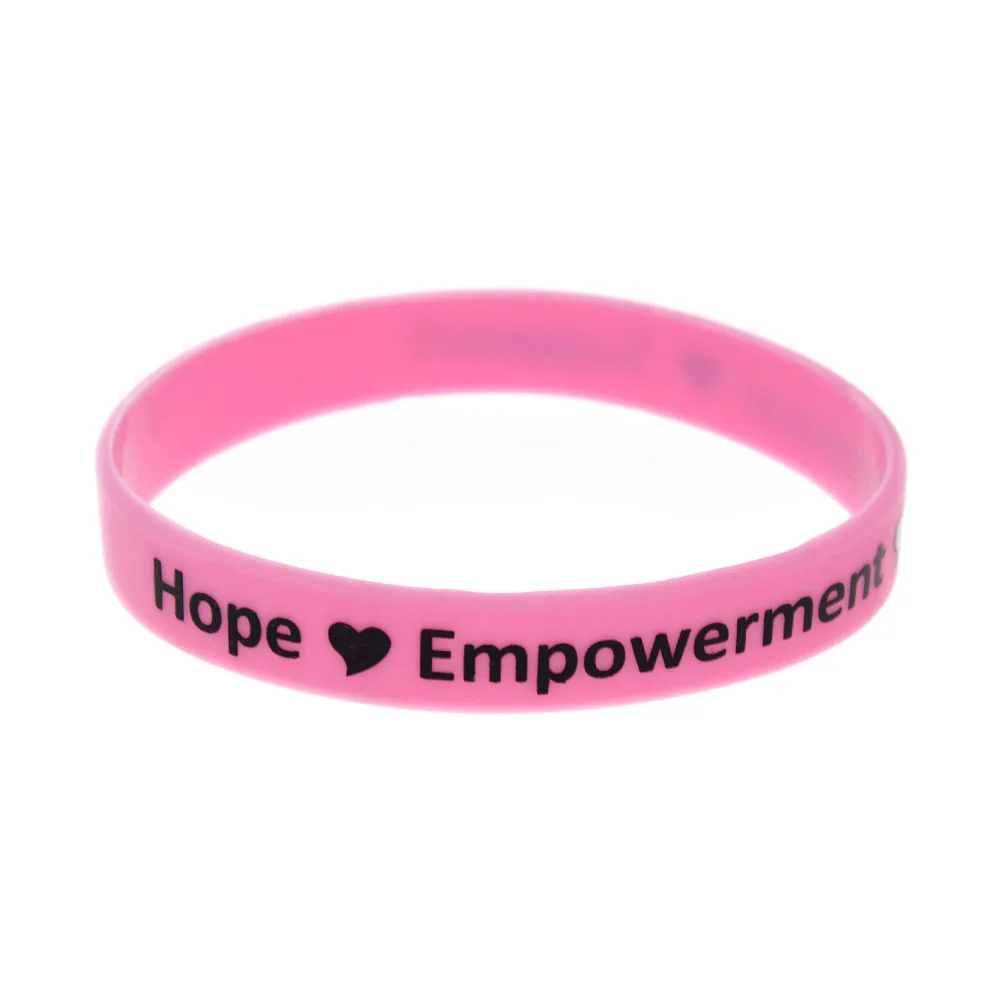 

OBH 50PCS Hope Empowerment Renewal Support Silicone Bracelet Pink Printed Logo