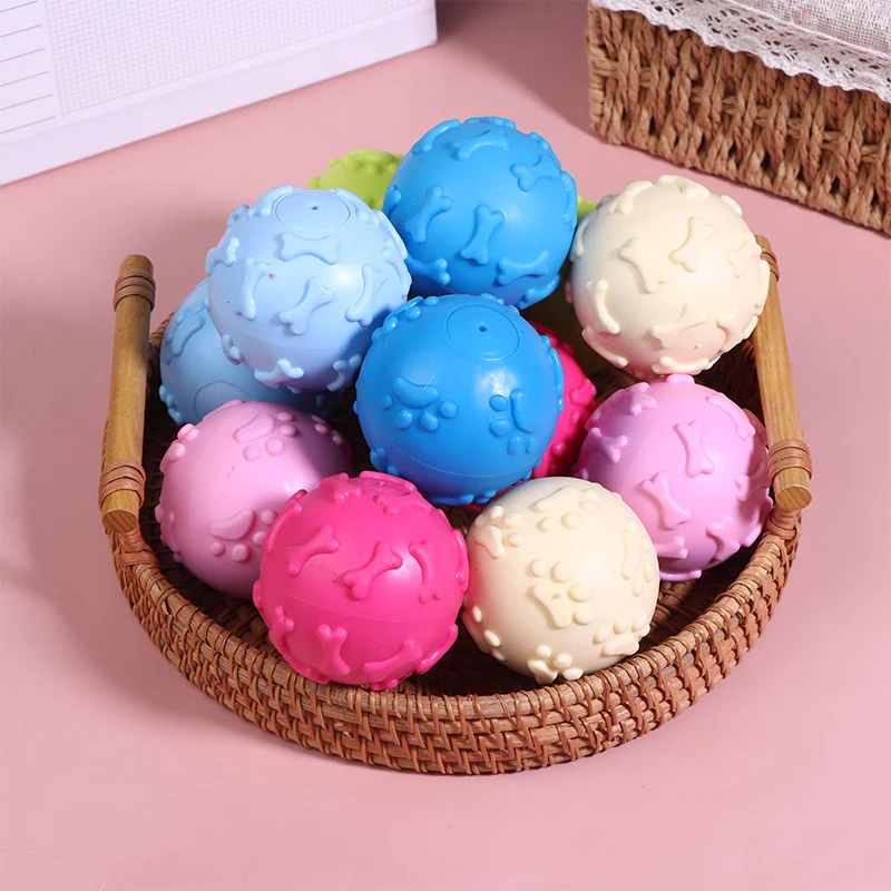 Interactive Cartoon Paw Print Dog Toy Ball, Squeaky & Chewable Rubber Material, Small Breed Pet Plaything Aids in Dental Health S34ed07c702654290b8cee3cf1ce29977K