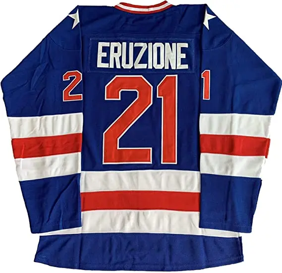 USA Hockey Jersey #21 Mike Eruzione 1980 Miracle On Ice Hockey Jersey White Blue