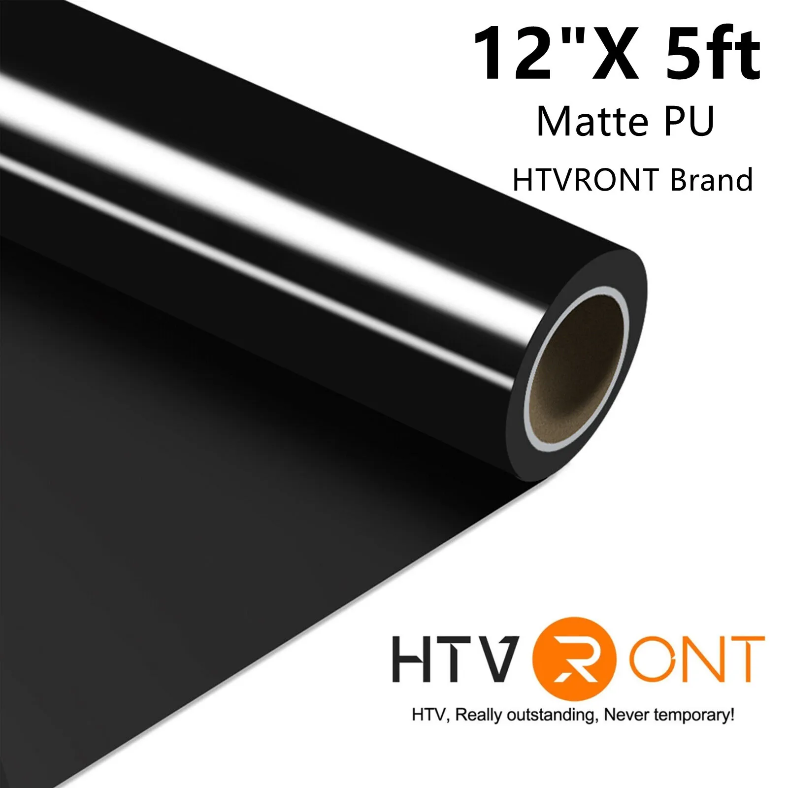 12 x 5FT Black HTV Iron On Heat Transfer Vinyl 5 Feet Roll for T Shirt  Cricut