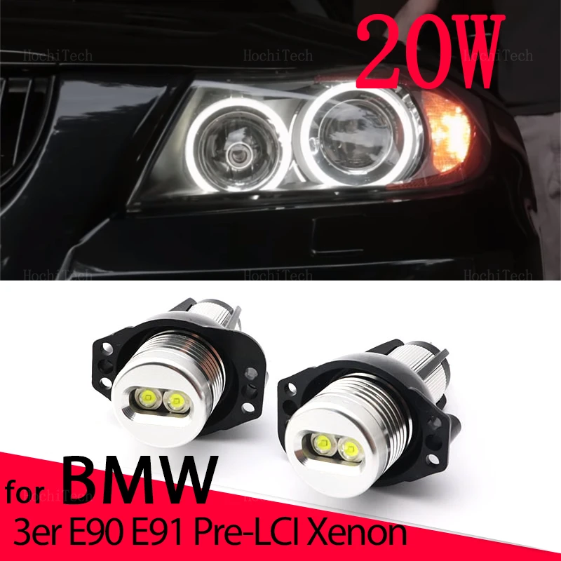20W LED Car Angel Eyes Marker Lights Bulbs error free For BMW E90 E91  2005-2008 Car Light Accessory White LED Headlight Bulbs - AliExpress