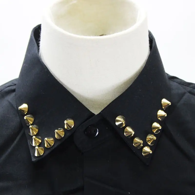 

Women Punk Blouse Sweater Lapel Black Fake False Collar Detachable Cotton