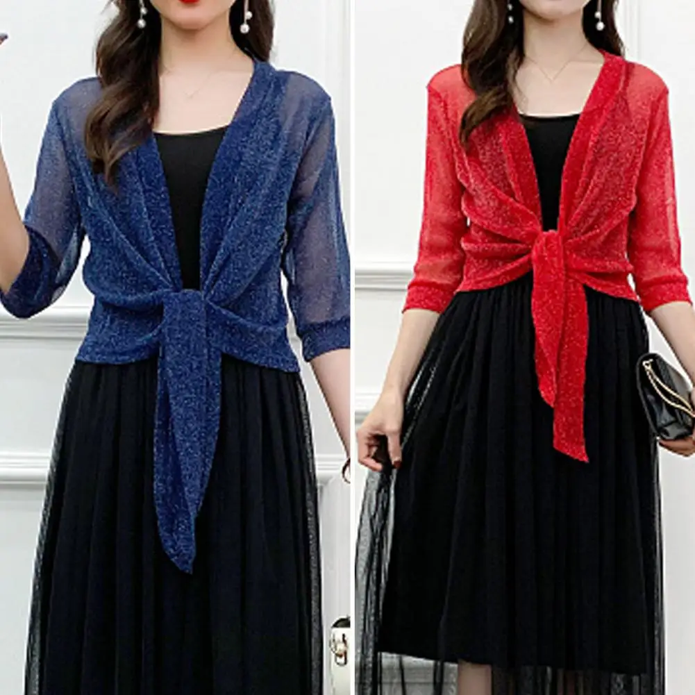 

Women Summer Blouse Half Sleeves Lady Top Anti-shrink Short Jacket