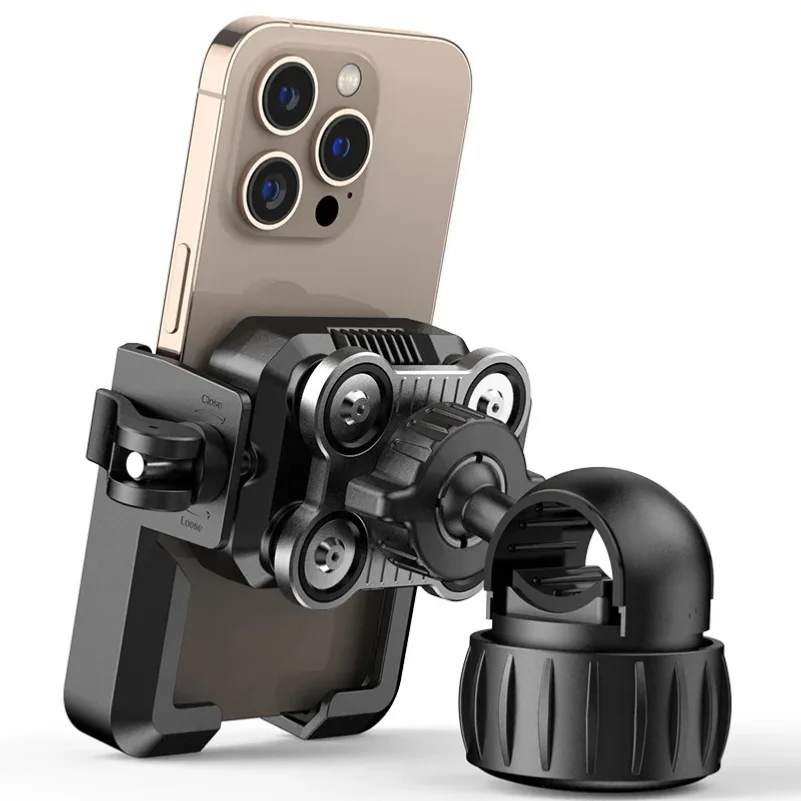 Support universel pour téléphone de moto avec amortisseur de vibrations, support de guidon réglable pour smartphones iPhone Samsung