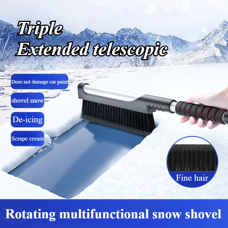 2 in 1 Winter Car Windshield Ice Scraper Glass Snow Brush Snow Brush Extendable Cleaning Removal Shovel Scraper Broom Wash Acces