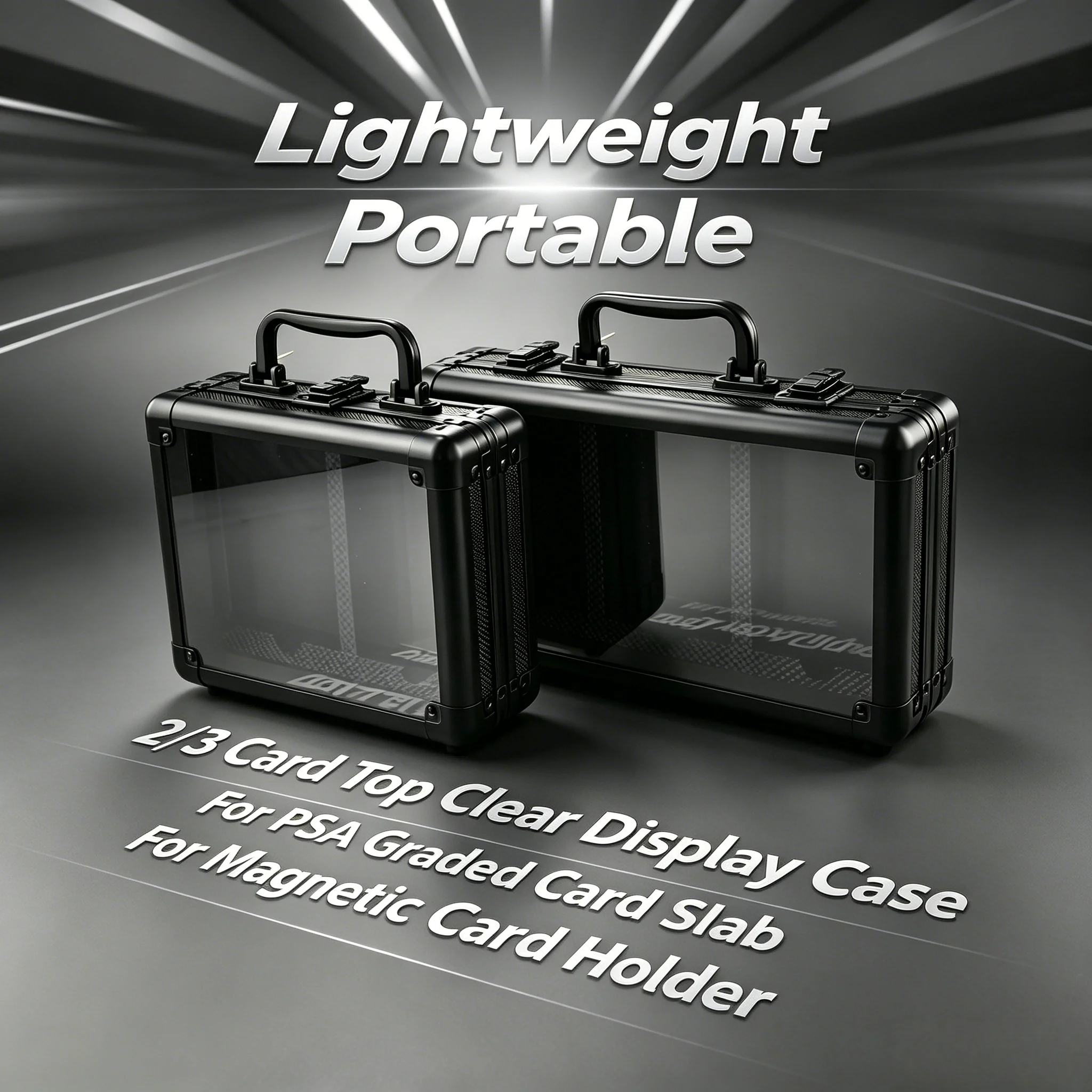 Aluminum Alloy Graded Card Display Box with Clear Top and Magnetic Holder