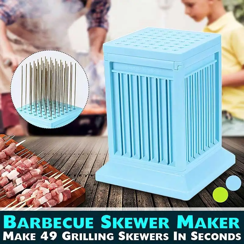 Hot BBQ 49 Holes Meat Skewer Kebab Maker Box Machine Beef Meat Maker Kabobs For BBQ Barbecue Skewer Kitchen Accessory