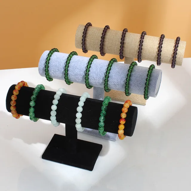 Espositore Per Bracciali E Gioielli Con Base In Legno - Portaoggetti Da Tavolo Con Barra A T - Foto 2