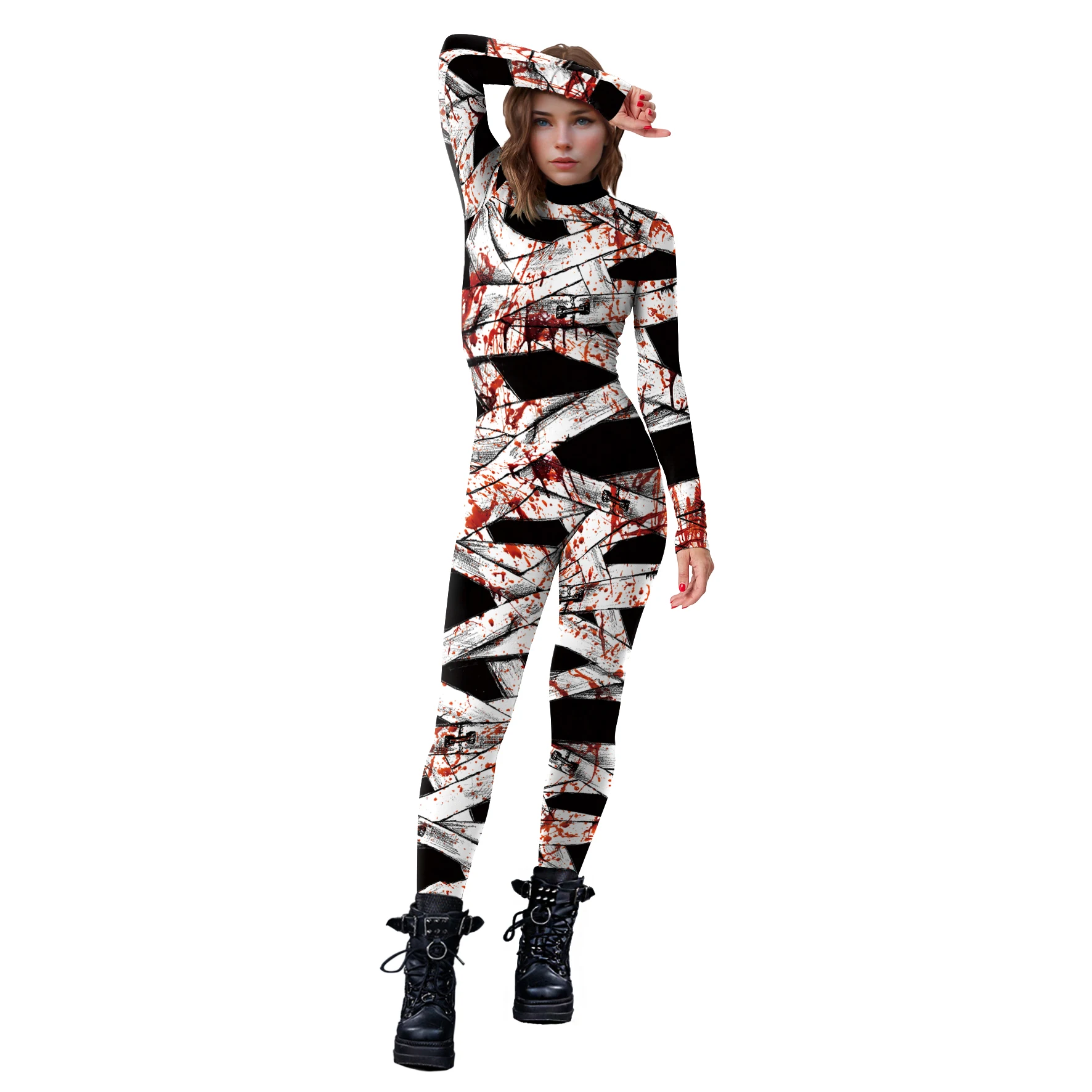 Mummy Halloween Cosplay Costume for Women Jumpsuits Couple Party Bodysuit Scary Zentai Suit Carnival Holiday Clothes