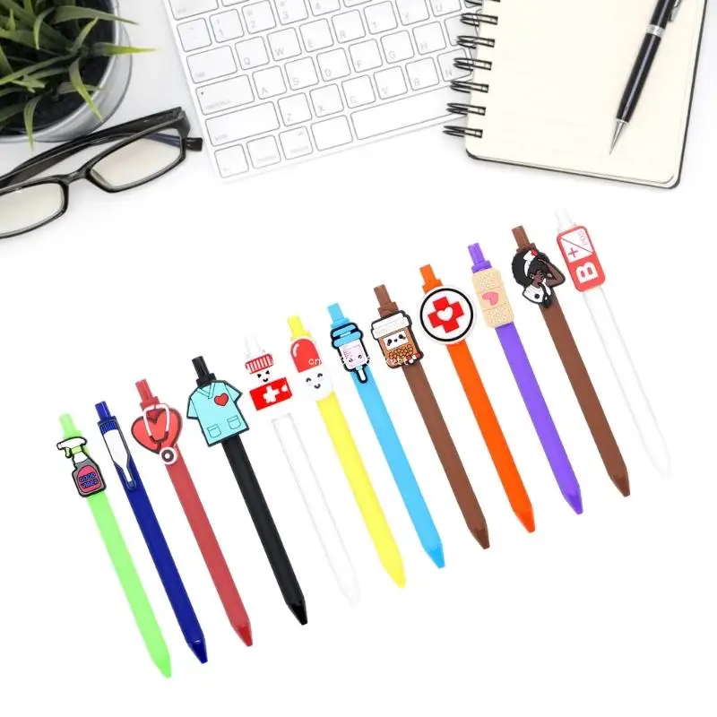

6/10/12x Retractable Ballpoint Pen 1.0mm Ballpoint Pen Cartoon Oil Pen Smooth Writing Pen Nurse Pen Office Supplies Dropship
