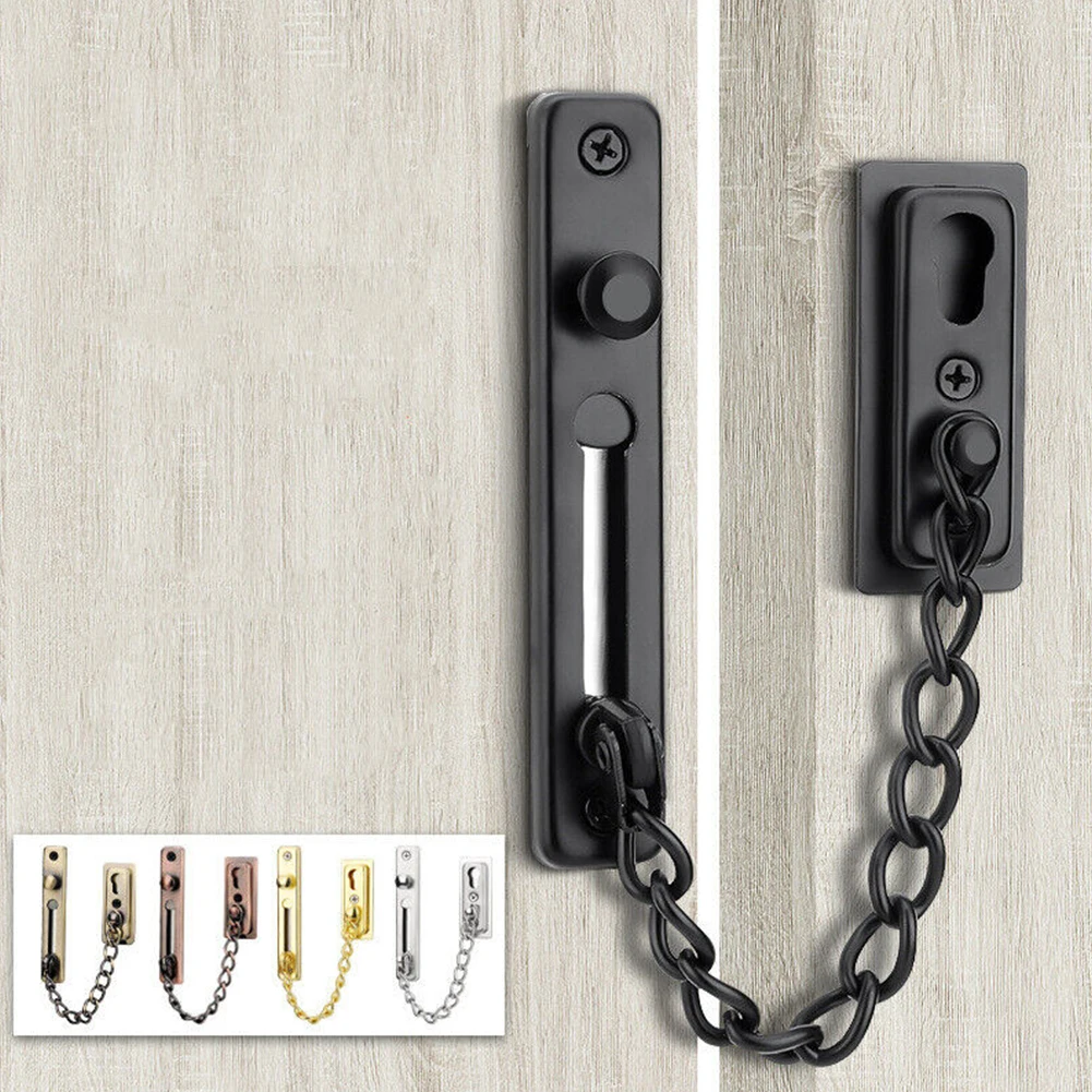 Door Chain Latch Bolt Stainless Steel Security Chain Guard Spring Anti Theft Hotel Room Heavy Duty Latch Hardware Accessories door chain lock