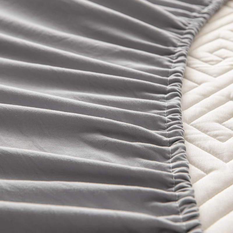 Waterproof Fitted Sheet With Elastic Band Bed Sheet Quilted Mattress Cover Solid Color Mattress Protector Queen Size Bed Cover 6